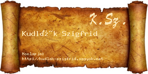 Kudlák Szigfrid névjegykártya